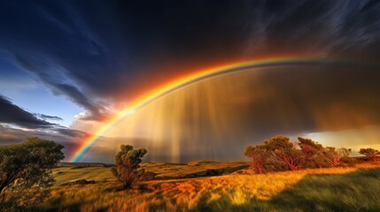 Fototapeta na wymiar A rainbow in a beautiful sky