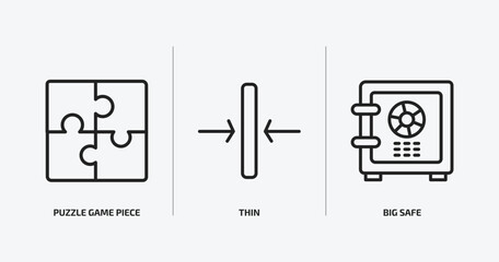 business outline icons set. business icons such as puzzle game piece, thin, big safe vector. can be used web and mobile.