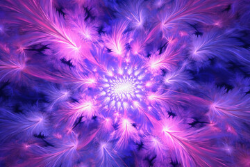 Obraz premium Lazer light fractals, pink and purple AI generative