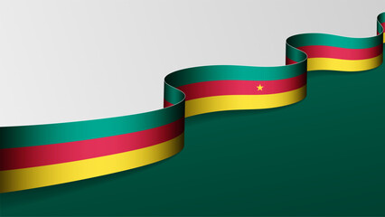 Cameroon ribbon flag background.