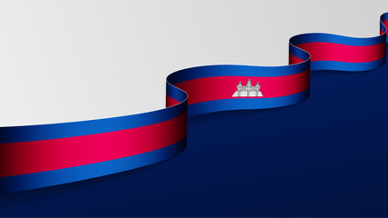 Cambodia ribbon flag background.