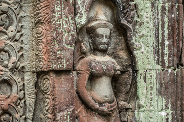 Fototapeta na wymiar Stone craving in Angkor Archaeological Park, Siem Reap, Cambodia