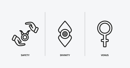 zodiac outline icons set. zodiac icons such as safety, divinity, venus vector. can be used web and mobile.