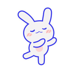 Set Cute Grey Rabbits Various Poses Stock Vector_Pose (