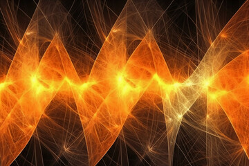 Lazer light fractals, orange and yellow AI generative