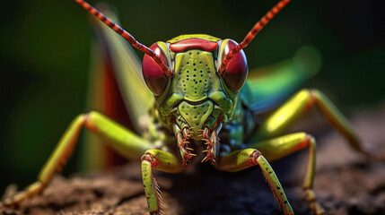 Fototapeta premium Grasshopper in the wild. Generative AI