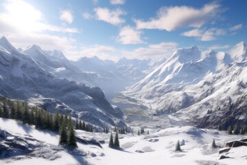Fototapeta na wymiar Majestic Snowy Mountain Landscape, Generative AI