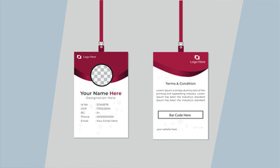 professional corporate id card template, clean id card design with a realistic mockup