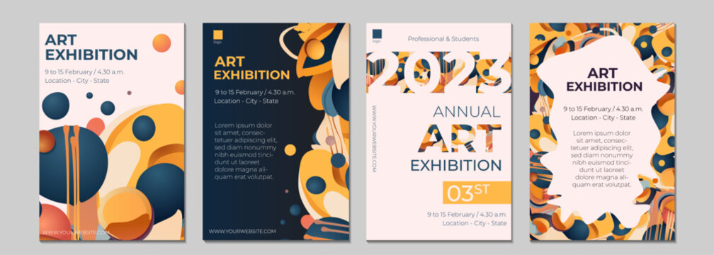 Set of abstract creative universal artistic templates. Good for poster, card, invitation, flyer, cover, banner, placard, brochure and other graphic design. Vector illustration.