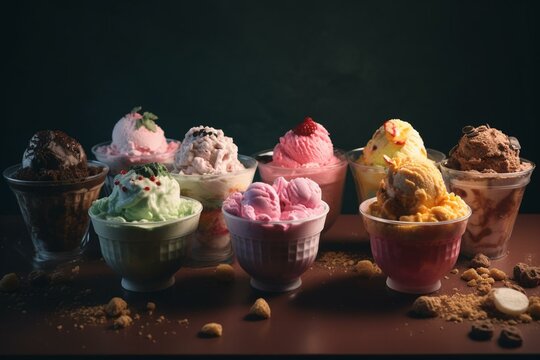 Variety Of Ice Cream Flavors To Choose From. Generative AI