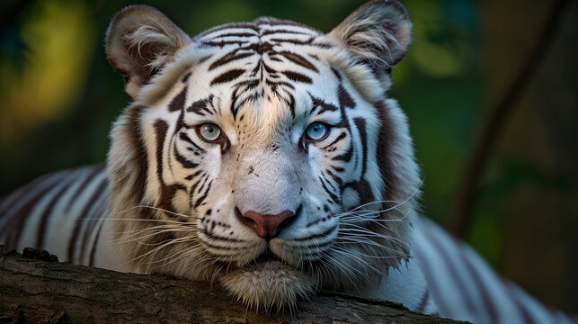 Generative AI image of the Bengal white tiger, one of animal that has been listed under the endangered species.