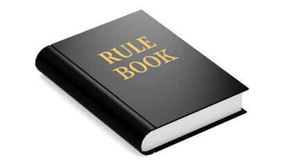 Rule book word printed on a black book