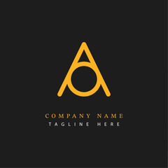 Letter AO logotype Monoline style, simple and elegant AO logo - Vector