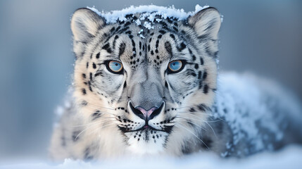 Obraz premium Generative AI image of the Snow leopard, one of animal that has been listed under the endangered species.
