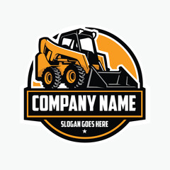 Naklejka premium Skid Steer Loader Company Circle Emblem Logo Vector Design Isolated