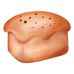 Watercolor bread loaf bakery clipart for bakery decoration. Isolated elements on white background. Baking Collection