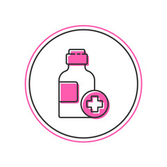 Filled outline Bottle of medicine syrup icon isolated on white background. Vector