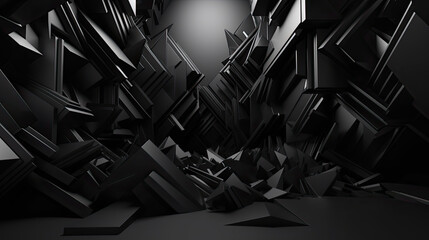Abstrakter 3D-Hintergrund in schwarz (Generative AI)