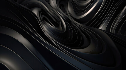 Obraz premium Abstrakter 3D-Hintergrund mit Spiralformen in schwarz (Generative AI)