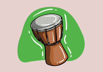 Hand drawn bongo drum cartoon style. African tam tam drum vector cartoon illustration