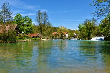 Fototapeta na wymiar Korana river at the town of Slunj in Karlovac county, Croatia