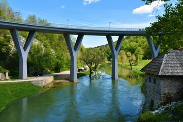 Modern bridge over Korana river at Slunj in Karlovac county, Croatia