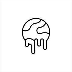 global warming icon Hot melt planet earth isolated on white background.