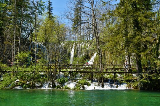 View of Galovački Buk waterfall in Plitvice lakes in in Lika-Senj county, Croatia