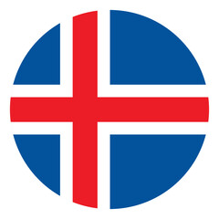 Obraz premium Iceland national flag in circle. Flag of Iceland in round circle. 