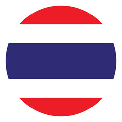 Flag of Thailand in circle. Round Thai flag