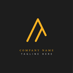 Letter AT logotype Monoline style, simple and elegant AT logo - Vector