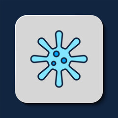 Filled outline Bacteria icon isolated on blue background. Bacteria and germs, microorganism disease causing, cell cancer, microbe, virus, fungi. Vector