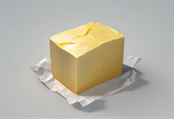 Butter laying on a white background. Generative AI