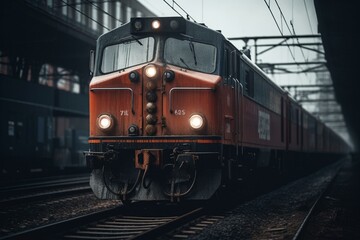 Fototapeta na wymiar Railway train image. Generative AI