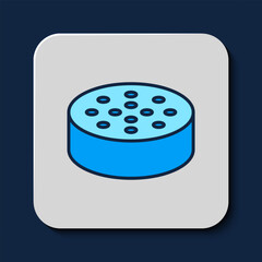 Filled outline Water sensor icon isolated on blue background. Vector