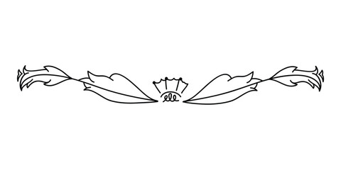 Flourished ornament dividers. Ink flourish and arrow decorations dividers. Vintage divider element. Black thin-line ornate design element collection for wedding invitations, Borders, etc.