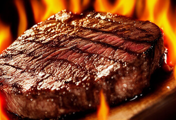 Steak for cooking and grilling beef steak with fire. Generative AI