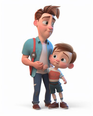Father and baby boy in 3d style. Generative AI Digital Illustration
