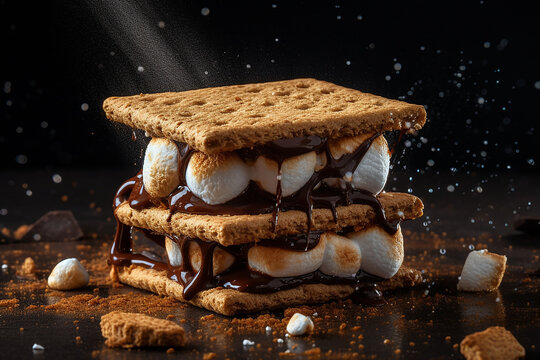 S'mores crakers with mashmellow Generative AI