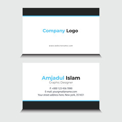 Modern creative white business card template corporate business card blue black and white