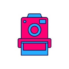 Filled outline Photo camera icon isolated on white background. Foto camera. Digital photography. Vector