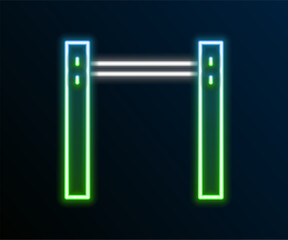 Glowing neon line Sport horizontal bar icon isolated on black background. Colorful outline concept. Vector