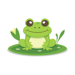 Cute cartoon Frog character on white background