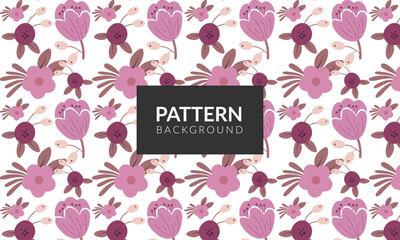 Colorful seamless flower pattern design with elements.
