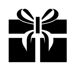 Symbol of Surprise: Minimalist Black Vector Icon of a Present
