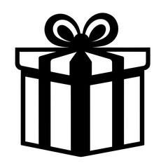 Party Essential: Black and White Vector Icon of a Gift