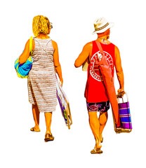 Naklejka premium Adult couple with beach wear isolated photo