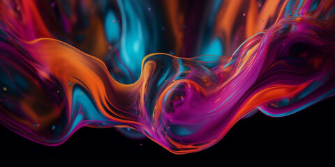 Obraz premium wallpaper banner with liquid paint multicolored.Generative AI