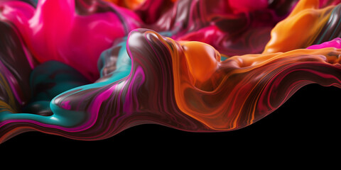 Obraz premium wallpaper banner with liquid paint multicolored.Generative AI