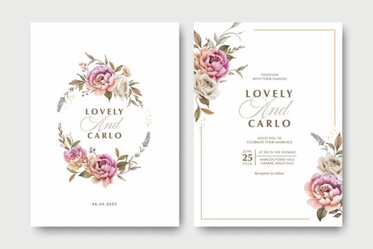 invitation card with wreath flowers